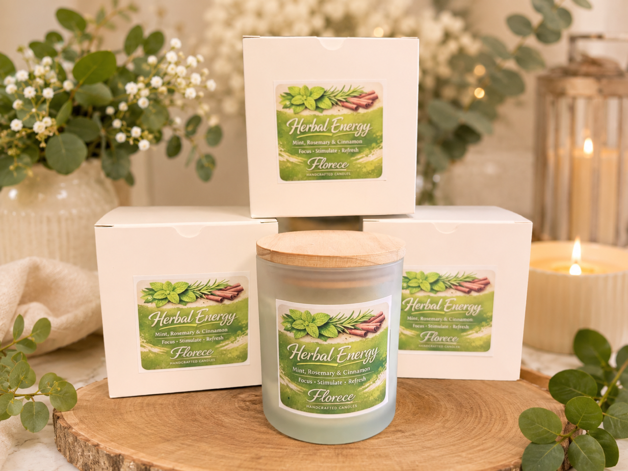 Herbal Energy Therapeutic Candle / Vela Terapéutica Herbal Energy — Florece
