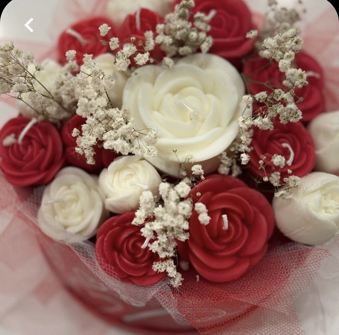 Red & White Rose Candle Bouquet / Ramo de Velas Rosas Rojas y Blancas — Florece